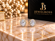 Oval Halo Diamond Stud Earrings-Unisex