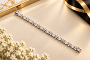 Oval Diamond Tennis Bracelet with Marquise Floral Accents | JewelBoss