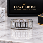 JEWELBOSS Men’s Baguette Link Ring –MEN'S COLLECTION