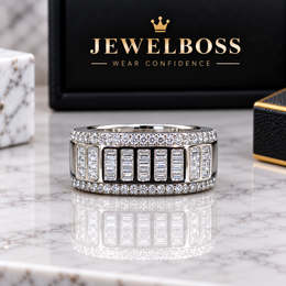 JEWELBOSS Men’s Baguette Link Ring –MEN'S COLLECTION