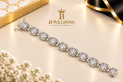 Emerald-Cut Halo Diamond Tennis Bracelet – JewelBoss