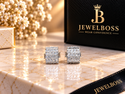 Jewelboss Rectangle-Cut Diamond Pavé Stud Earrings – Unisex