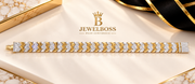 JewelBoss Gold & Silver Chevron Bracelet with Moissanite