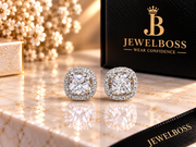 Jewelboss Cushion-Cut Halo Stud Earrings – Unisex