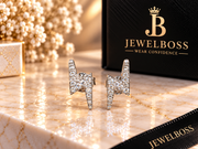 Jewelboss Lightning Bolt Diamond Stud Earrings – Unisex