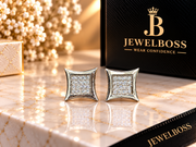 Jewelboss Square Pavé Diamond Stud Earrings – Unisex