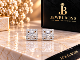 Jewelboss Square-Cut Diamond Halo Stud Earrings – Unisex
