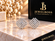 Jewelboss Diamond Lattice Cluster Stud Earrings – Unisex