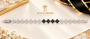 JewelBoss Black & White Clover Diamond Bracelet