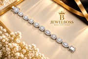 Unisex Oval and Emerald-Cut Diamond Bracelet | JEWELBOSS