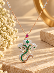 Rose Gold Lord Ganesha Diamond Pendant Cum Brooch | JewelBoss