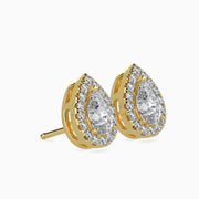 Pear & Round Diamond Halo Stud Earring