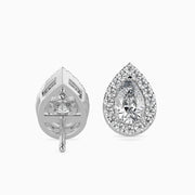 Pear & Round Diamond Halo Stud Earring
