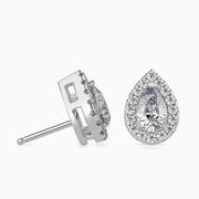 Pear & Round Diamond Halo Stud Earring