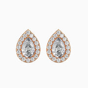 Pear & Round Diamond Halo Stud Earring