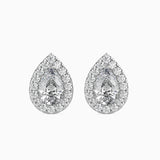Pear & Round Diamond Halo Stud Earring