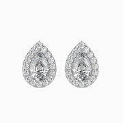 Pear & Round Diamond Halo Stud Earring