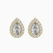 Pear & Round Diamond Halo Stud Earring