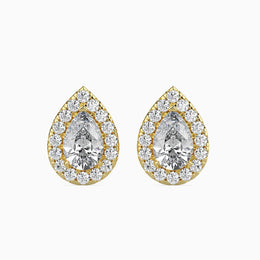 Pear & Round Diamond Halo Stud Earring