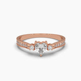 Heart Charm Diamond Ring