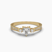 Heart Charm Diamond Ring