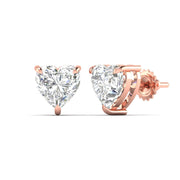 1 Carat Solitaire Heart Diamond Studs