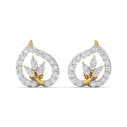 Teardrop Leaf Diamond Studs