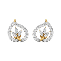 Teardrop Leaf Diamond Studs
