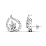 Teardrop Leaf Diamond Studs