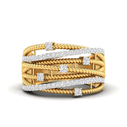 Modern Twist Design Gold & Diamond Ring