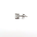 1 Carat Each Princess Solitaire Diamond Earrings