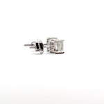 1 Carat Each Princess Solitaire Diamond Earrings