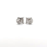 1 Carat Each Princess Solitaire Diamond Earrings