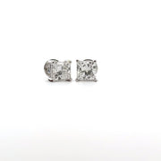 1 Carat Each Princess Solitaire Diamond Earrings