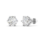 1 Carats Each Round Diamonds Studs