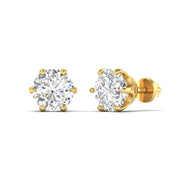 1 Carats Each Round Diamonds Studs