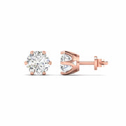 1 Carats Each Round Diamonds Studs