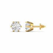 1 Carats Each Round Diamonds Studs