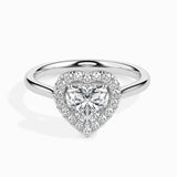 1.2 Heart Solitaire Diamond Halo Ring