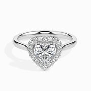 1.2 Heart Solitaire Diamond Halo Ring