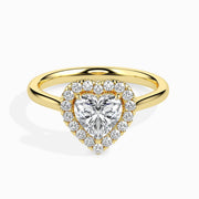 1.2 Heart Solitaire Diamond Halo Ring