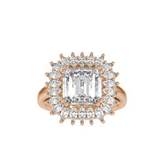 1.27 Carat Square Emerald Solitaire Crown Diamond Ring