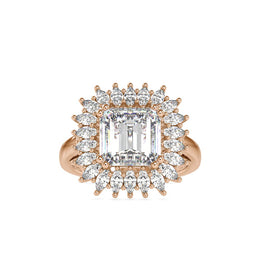 1.27 Carat Square Emerald Solitaire Crown Diamond Ring