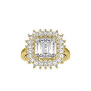 1.27 Carat Square Emerald Solitaire Crown Diamond Ring