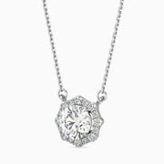 1 Carat Centre Solitaire Round Diamond Halo Pendant