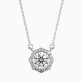 1 Carat Centre Solitaire Round Diamond Halo Pendant