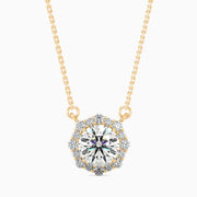 1 Carat Centre Solitaire Round Diamond Halo Pendant