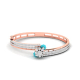Floral Blue Stone Kada Bracelet