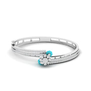 Floral Blue Stone Kada Bracelet