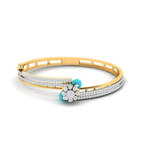 Floral Blue Stone Kada Bracelet